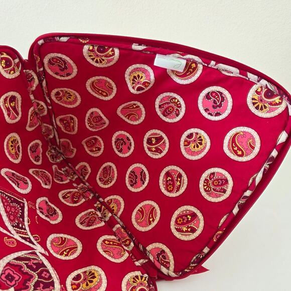 Vera Bradley Laptop Sleeve Quilted Paisley Case Pink Red Zip Closure - Picture 4 of 11